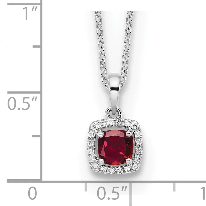Goldia Necklaces 14k White Gold 110 Ct Lab Grown Diamond VSSI G and Created Ruby 18 inch Pendant Necklace
