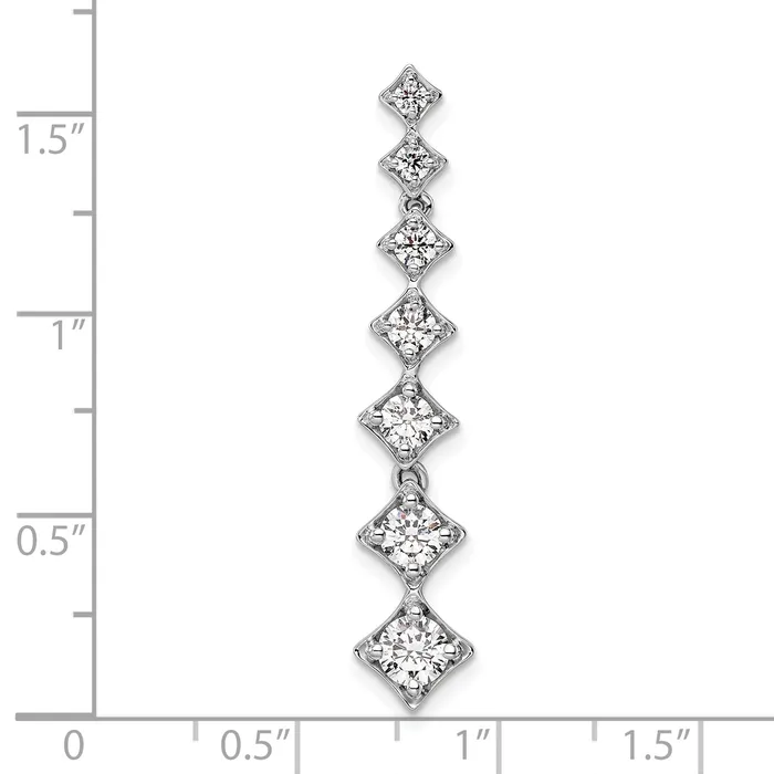 Goldia Necklaces 14k White Gold 1 Ct Lab Grown Diamond VSSI G Seven Stone Bar Chain Slide Pendant