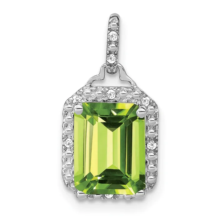 Goldia Necklaces 14k White Gold Emeraldcut Peridot and Real Diamond Halo Pendant Goldia Necklaces 14k White Gold Emeraldcut Peridot and Real Diamond Halo Pendant