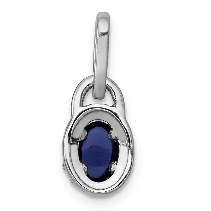 Goldia Necklaces 14k White Gold Halo Real Diamond and Cabochon Sapphire Pendant