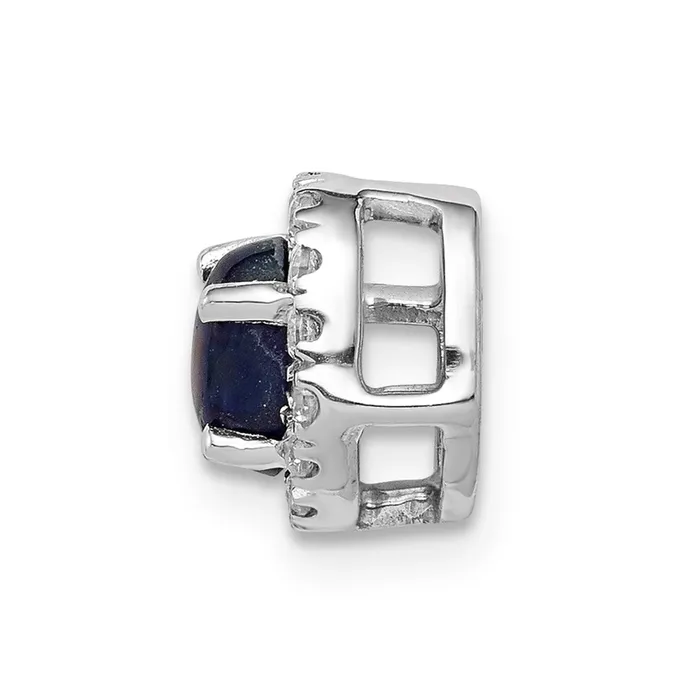 Goldia Necklaces 14k White Gold Real Diamond and Cabochon Sapphire Halo Chain Slide