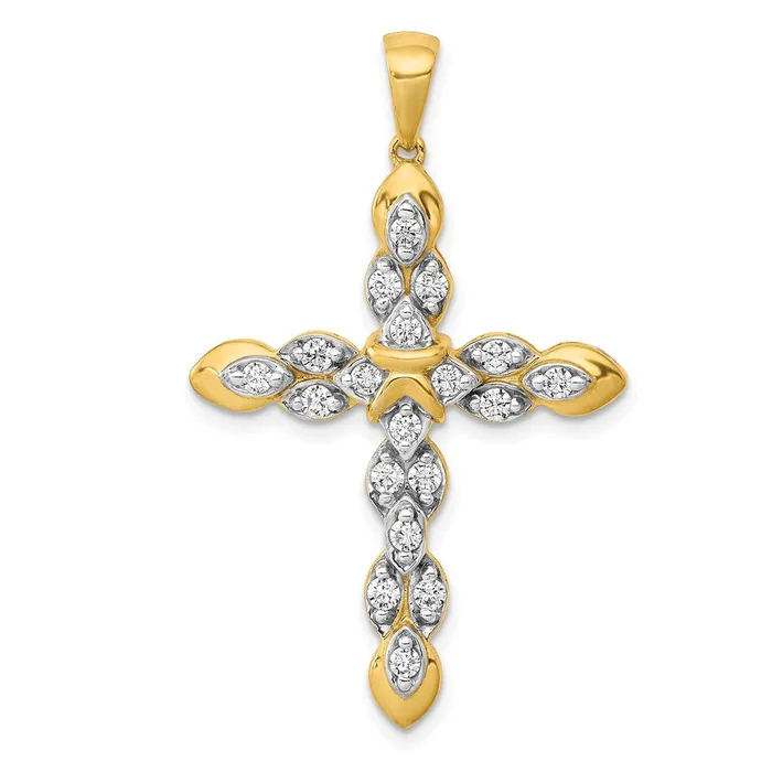 Goldia Necklaces 14K Yellow Gold 12ct Real Diamond Cross Pendant