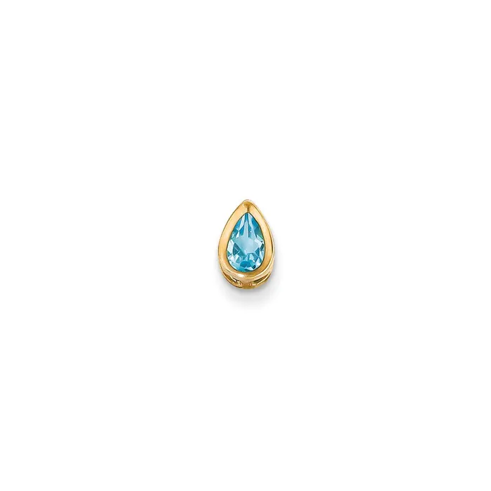 Goldia Necklaces 14K Yellow Gold 6x4mm Pear Blue Topaz bezel pendant