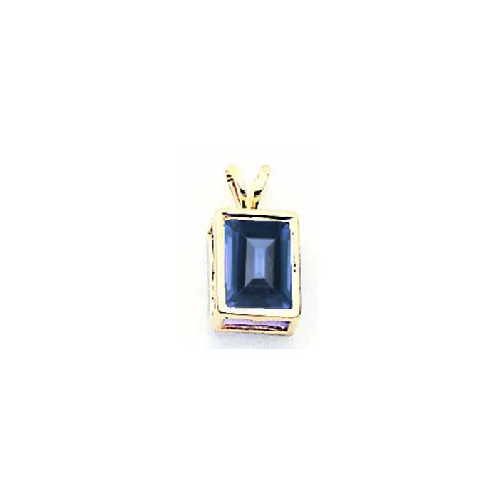 Goldia Necklaces 14K Yellow Gold 8x6mm Emerald Cut Sapphire bezel pendant Goldia Necklaces 14K Yellow Gold 8x6mm Emerald Cut Sapphire bezel pendant