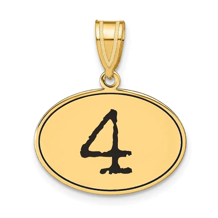 Goldia Necklaces 14k Yellow Gold Polished Number 4 Black Enamel Oval Pendant Goldia Necklaces 14k Yellow Gold Polished Number 4 Black Enamel Oval Pendant