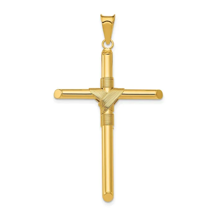 Goldia Necklaces 14k Yellow Gold Polished wCenter Wrap Tube Cross Pendant
