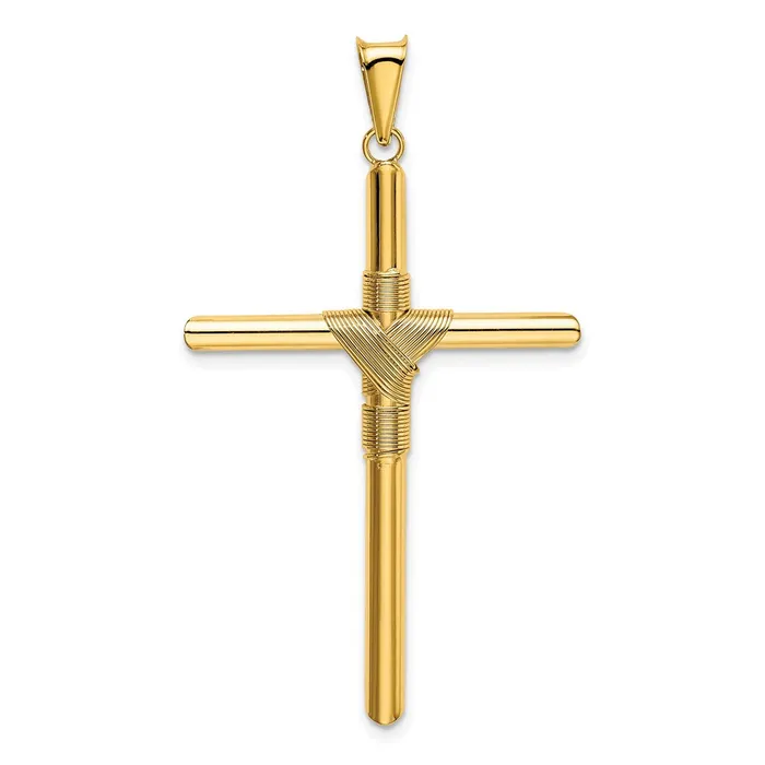 Goldia Necklaces 14k Yellow Gold Polished wCenter Wrap Tube Cross Pendant
