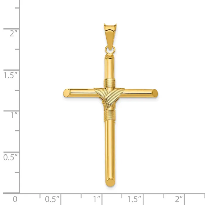 Goldia Necklaces 14k Yellow Gold Polished wCenter Wrap Tube Cross Pendant