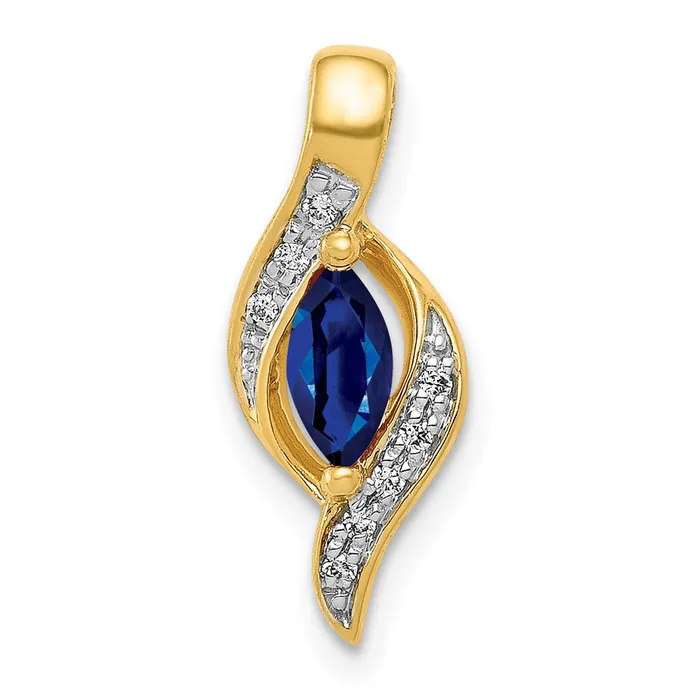 Goldia Necklaces 14K Yellow Gold Real Diamond and Marquise 29 Sapphire Pendant Goldia Necklaces 14K Yellow Gold Real Diamond and Marquise 29 Sapphire Pendant