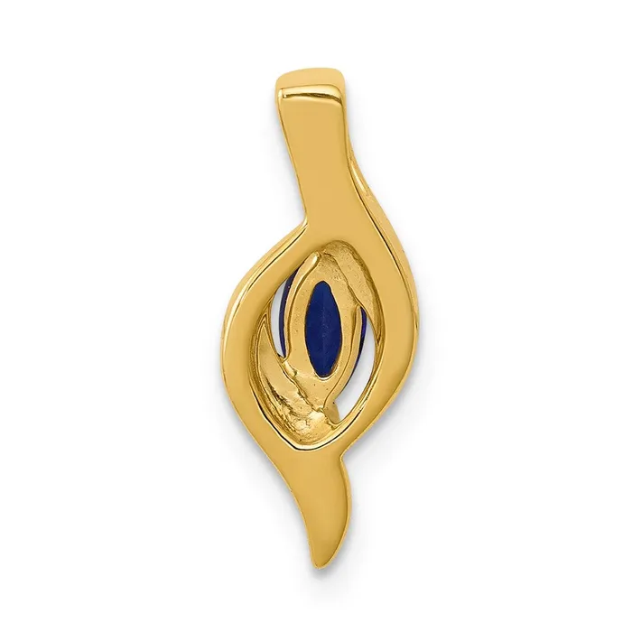 Goldia Necklaces 14K Yellow Gold Real Diamond and Marquise 29 Sapphire Pendant