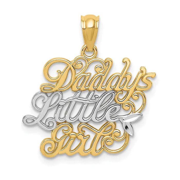 Goldia Necklaces 14k Yellow Rhodium Gold and Rhodium DADDYS LITTLE GIRL Pendant Goldia Necklaces 14k Yellow Rhodium Gold and Rhodium DADDYS LITTLE GIRL Pendant
