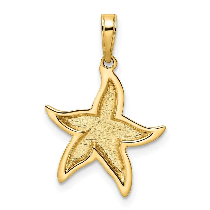 Goldia Necklaces 14k Yellow Rhodium Gold and White Rhodium Diamondcut Starfish Pendant