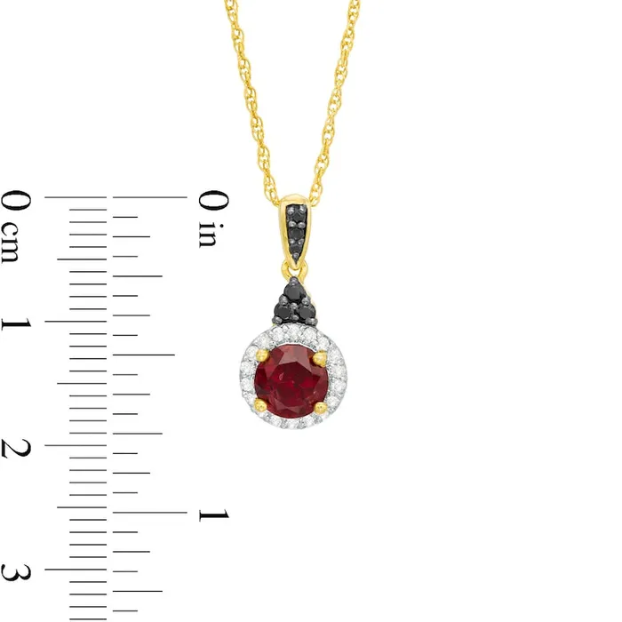 Goldia Necklaces 60mm Garnet LabCreated White Sapphire and 007 CT TW Enhanced Black Diamond Pendant in Sterling Silver and 14K GP Goldia Necklaces 60mm Garnet LabCreated White Sapphire and 007 CT TW Enhanced Black Diamond Pendant in Sterling Silver and 14K GP