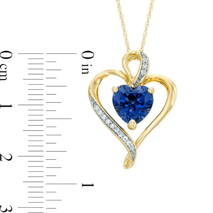 Goldia Necklaces 80mm HeartShaped LabCreated Blue and White Sapphire Heart Pendant in Sterling Silver with 14K Gold Plate Goldia Necklaces 80mm HeartShaped LabCreated Blue and White Sapphire Heart Pendant in Sterling Silver with 14K Gold Plate