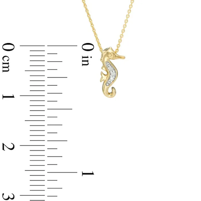 Goldia Necklaces Natural Diamond Accent Seahorse Pendant in 10K Yellow Gold Goldia Necklaces Natural Diamond Accent Seahorse Pendant in 10K Yellow Gold