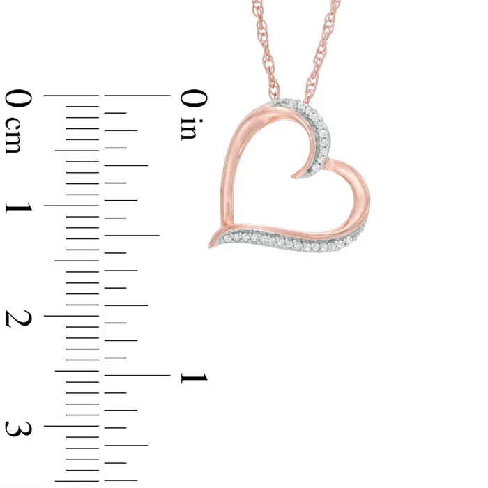 Goldia Necklaces Natural Diamond Accent Tilted Heart in 10K Rose Gold Goldia Necklaces Natural Diamond Accent Tilted Heart in 10K Rose Gold