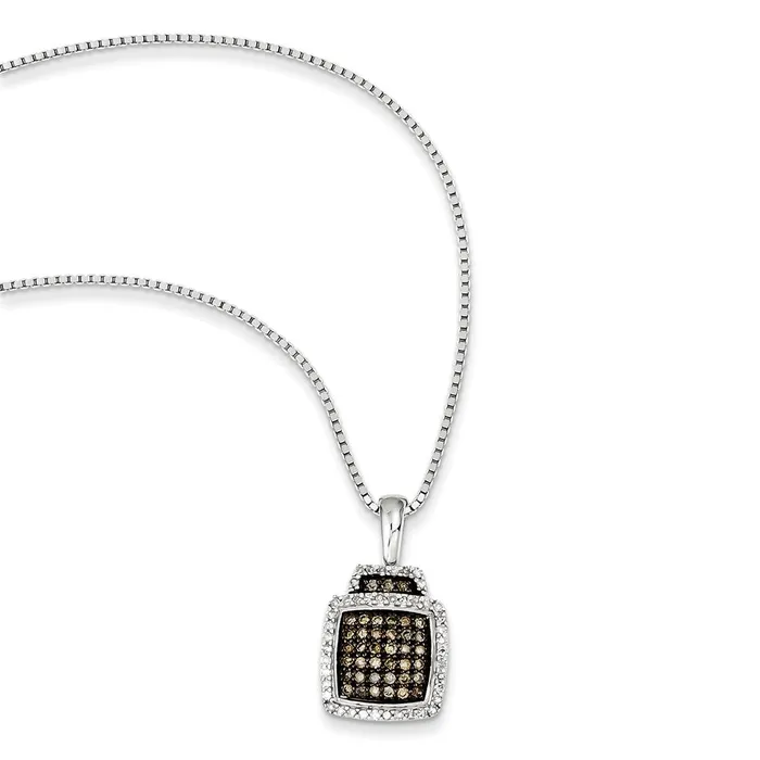 Goldia Necklaces Sterling Silver Champagne Diamond Square Pendant