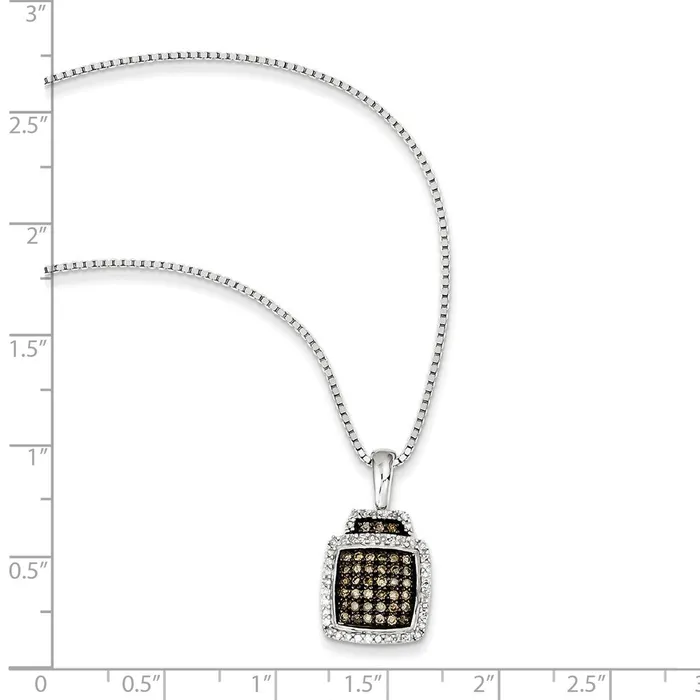 Goldia Necklaces Sterling Silver Champagne Diamond Square Pendant