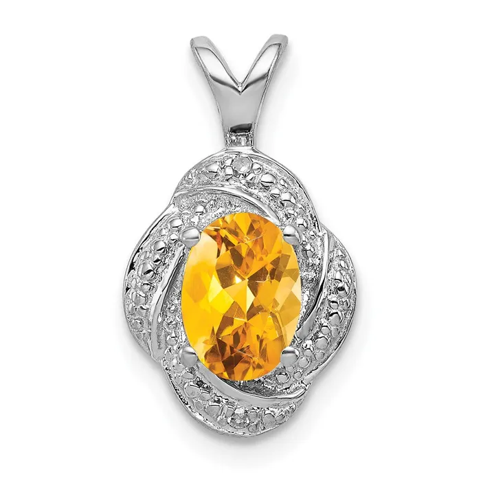 Goldia Necklaces Sterling Silver Rhodiumplated Diamond u0026 Citrine Pendant Goldia Necklaces Sterling Silver Rhodiumplated Diamond u0026 Citrine Pendant