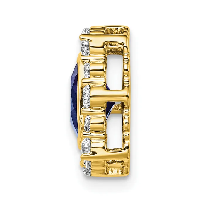 Goldia PreStyled Sets 14k Yellow Gold Lab Grown Diamond VSSI FGH Created Sapphire Square Pendant