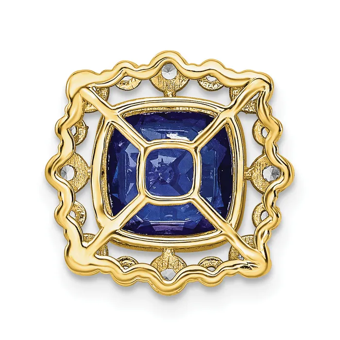 Goldia PreStyled Sets 14k Yellow Gold Lab Grown Diamond VSSI FGH Created Sapphire Square Pendant