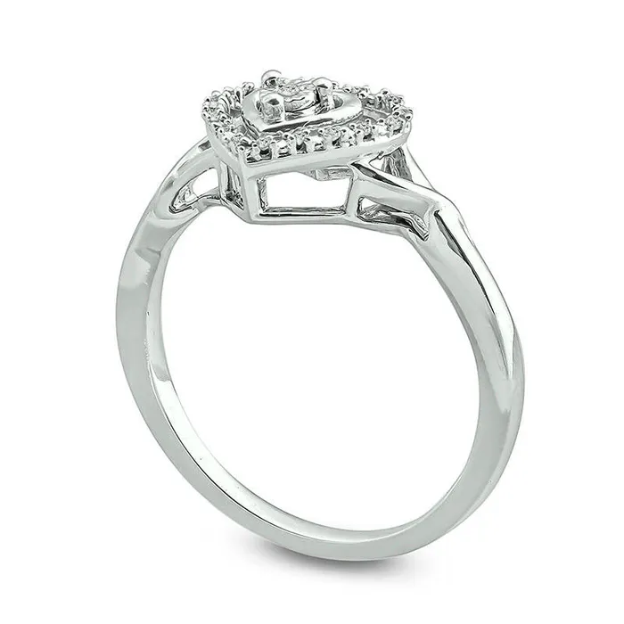 Goldia Rings 005 CT TW Natural Diamond Heart Frame Twist Promise Ring in Sterling Silver Goldia Rings 005 CT TW Natural Diamond Heart Frame Twist Promise Ring in Sterling Silver