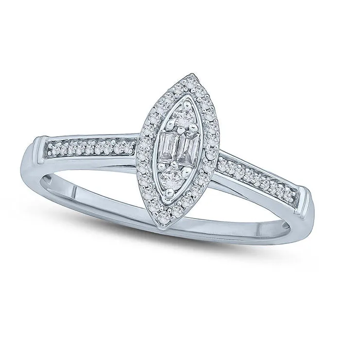 Goldia Rings 017 CT TW Composite Natural Diamond Marquise Frame Promise Ring in Solid 10K White Gold Goldia Rings 017 CT TW Composite Natural Diamond Marquise Frame Promise Ring in Solid 10K White Gold