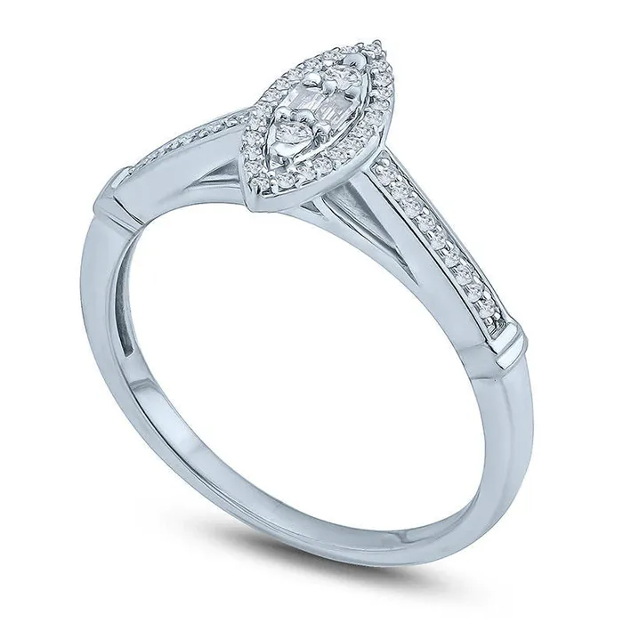 Goldia Rings 017 CT TW Composite Natural Diamond Marquise Frame Promise Ring in Solid 10K White Gold Goldia Rings 017 CT TW Composite Natural Diamond Marquise Frame Promise Ring in Solid 10K White Gold