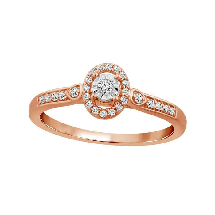 Goldia Rings 017 CT TW Natural Diamond Oval Frame Promise Ring in Solid 10K Rose Gold Goldia Rings 017 CT TW Natural Diamond Oval Frame Promise Ring in Solid 10K Rose Gold