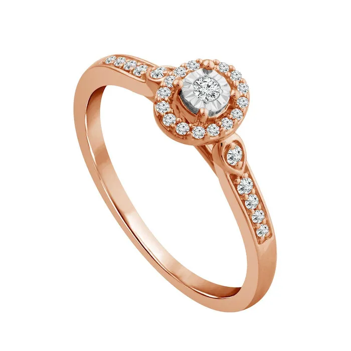 Goldia Rings 017 CT TW Natural Diamond Oval Frame Promise Ring in Solid 10K Rose Gold Goldia Rings 017 CT TW Natural Diamond Oval Frame Promise Ring in Solid 10K Rose Gold