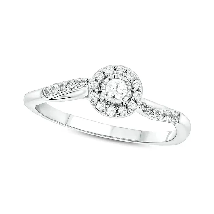 Goldia Rings 020 CT TW Natural Diamond Frame Wavy Promise Ring in Solid 10K White Gold Goldia Rings 020 CT TW Natural Diamond Frame Wavy Promise Ring in Solid 10K White Gold