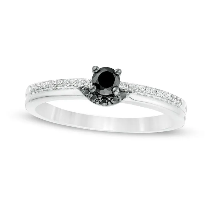 Goldia Rings 025 CT TW Enhanced Black and White Natural Diamond Promise Ring in Solid 10K White Gold Goldia Rings 025 CT TW Enhanced Black and White Natural Diamond Promise Ring in Solid 10K White Gold