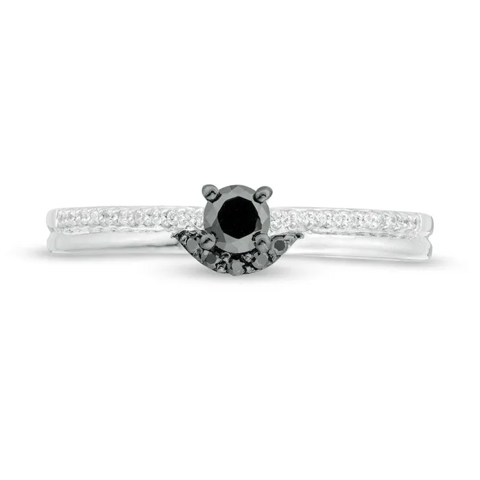 Goldia Rings 025 CT TW Enhanced Black and White Natural Diamond Promise Ring in Solid 10K White Gold Goldia Rings 025 CT TW Enhanced Black and White Natural Diamond Promise Ring in Solid 10K White Gold