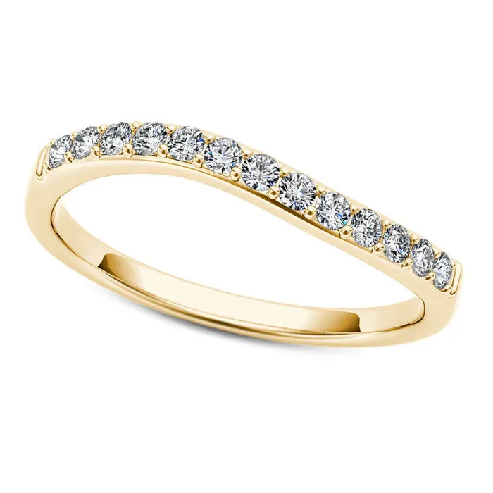 Goldia Rings 025 CT TW Natural Diamond Wave Anniversary Band in Solid 10K Yellow Gold Goldia Rings 025 CT TW Natural Diamond Wave Anniversary Band in Solid 10K Yellow Gold