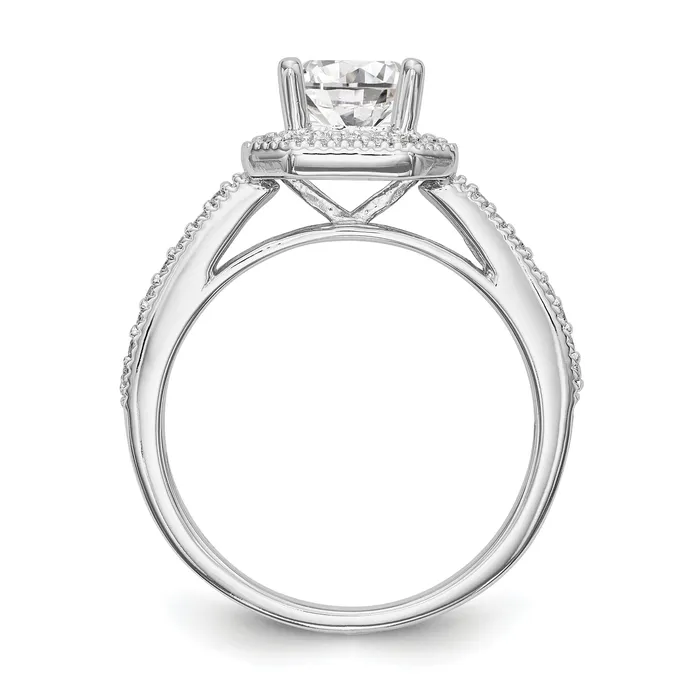 Goldia Rings 025ct CZ Solid Real 14K White Gold Princess Square Halo Engagement Ring