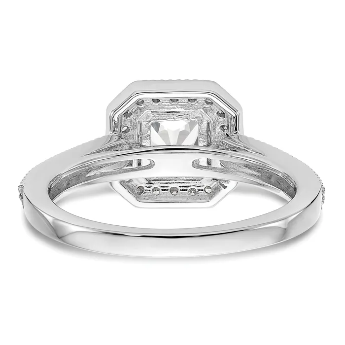 Goldia Rings 025ct CZ Solid Real 14K White Gold Princess Square Halo Engagement Ring