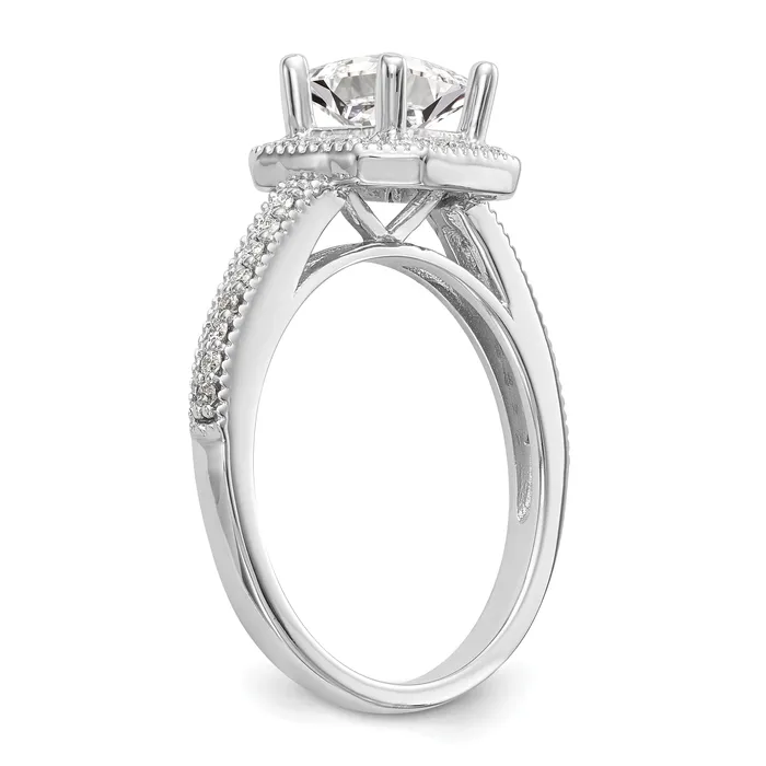 Goldia Rings 025ct CZ Solid Real 14K White Gold Princess Square Halo Engagement Ring
