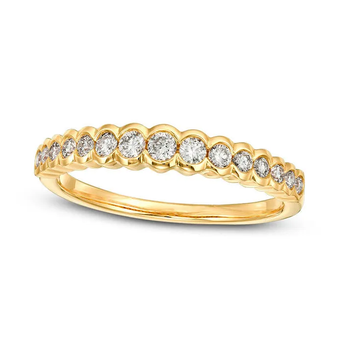 Goldia Rings 033 CT TW Certified Natural Diamond Scallop Edge Band in Solid 14K Gold II1 Goldia Rings 033 CT TW Certified Natural Diamond Scallop Edge Band in Solid 14K Gold II1