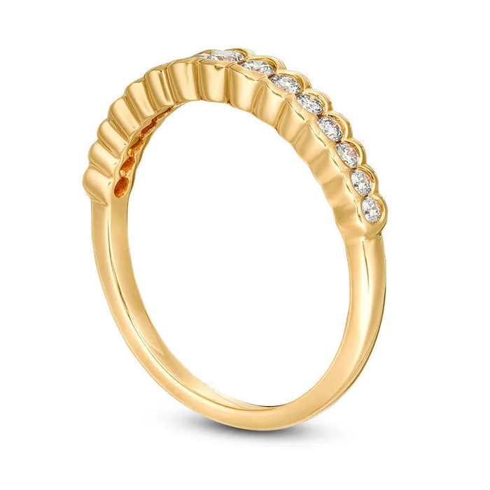 Goldia Rings 033 CT TW Certified Natural Diamond Scallop Edge Band in Solid 14K Gold II1 Goldia Rings 033 CT TW Certified Natural Diamond Scallop Edge Band in Solid 14K Gold II1