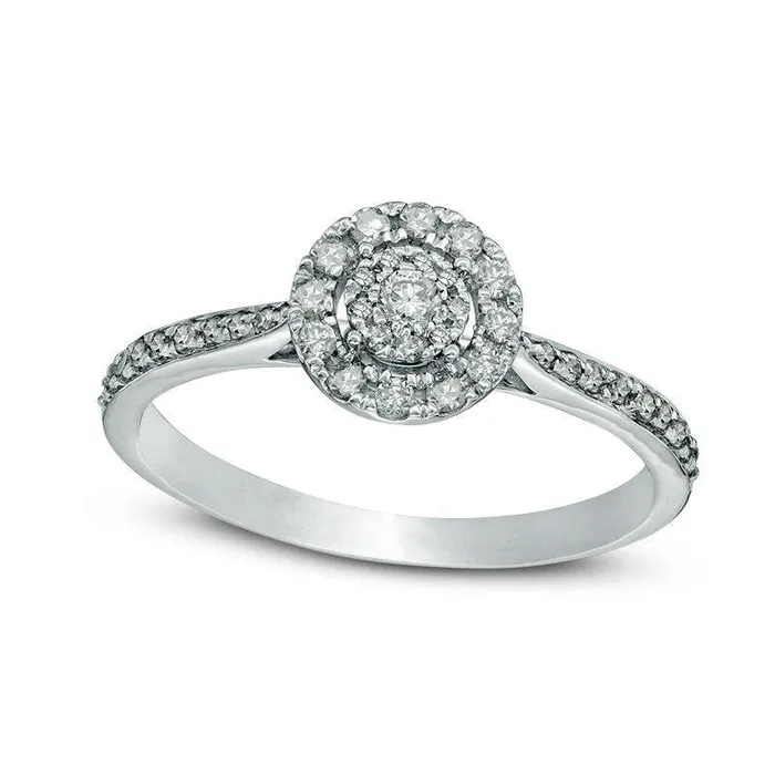 Goldia Rings 033 CT TW Composite Natural Diamond Double Frame Engagement Ring in Solid 10K White Gold Goldia Rings 033 CT TW Composite Natural Diamond Double Frame Engagement Ring in Solid 10K White Gold