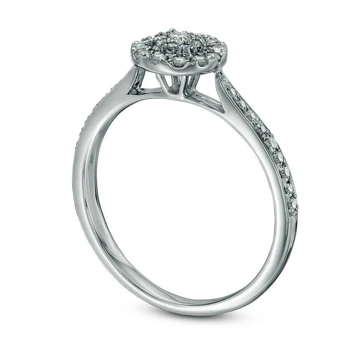 Goldia Rings 033 CT TW Composite Natural Diamond Double Frame Engagement Ring in Solid 10K White Gold Goldia Rings 033 CT TW Composite Natural Diamond Double Frame Engagement Ring in Solid 10K White Gold