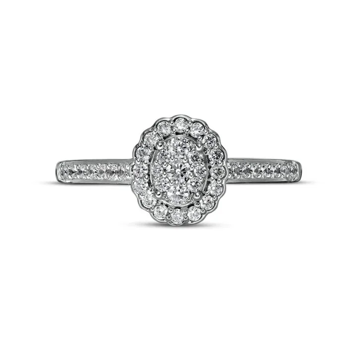 Goldia Rings 033 CT TW Composite Oval Natural Diamond Scallop Frame Engagement Ring in Solid 10K White Gold Goldia Rings 033 CT TW Composite Oval Natural Diamond Scallop Frame Engagement Ring in Solid 10K White Gold