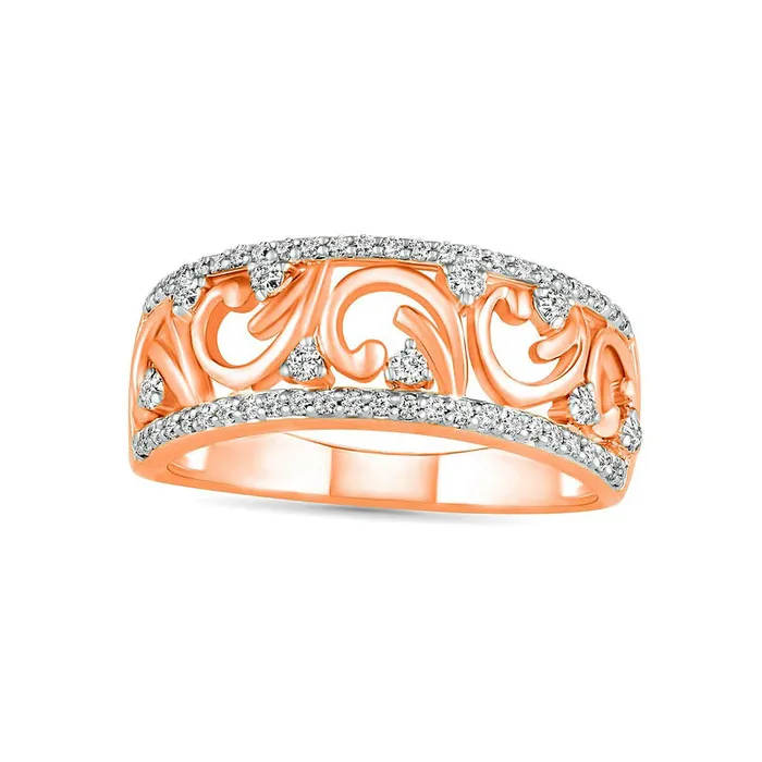 Goldia Rings 033 CT TW Natural Diamond Open Curlicue Ring in Solid 10K Rose Gold Goldia Rings 033 CT TW Natural Diamond Open Curlicue Ring in Solid 10K Rose Gold