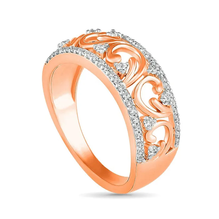 Goldia Rings 033 CT TW Natural Diamond Open Curlicue Ring in Solid 10K Rose Gold Goldia Rings 033 CT TW Natural Diamond Open Curlicue Ring in Solid 10K Rose Gold