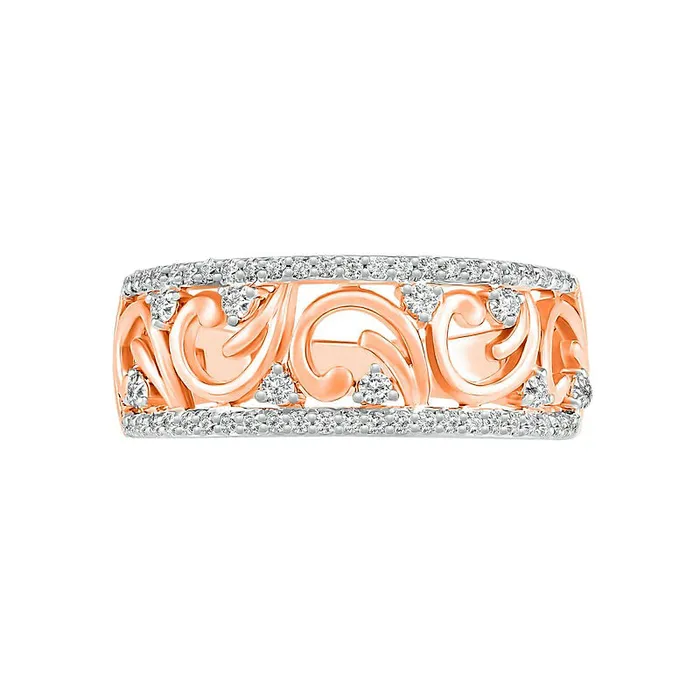 Goldia Rings 033 CT TW Natural Diamond Open Curlicue Ring in Solid 10K Rose Gold Goldia Rings 033 CT TW Natural Diamond Open Curlicue Ring in Solid 10K Rose Gold