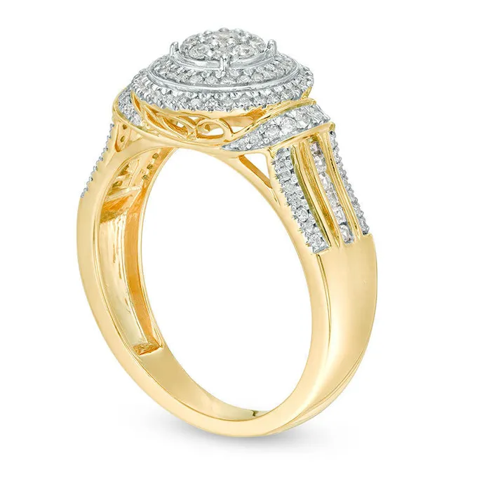 Goldia Rings 050 CT TW Composite Natural Diamond Double Frame Collar Engagement Ring in Solid 10K Yellow Gold Goldia Rings 050 CT TW Composite Natural Diamond Double Frame Collar Engagement Ring in Solid 10K Yellow Gold