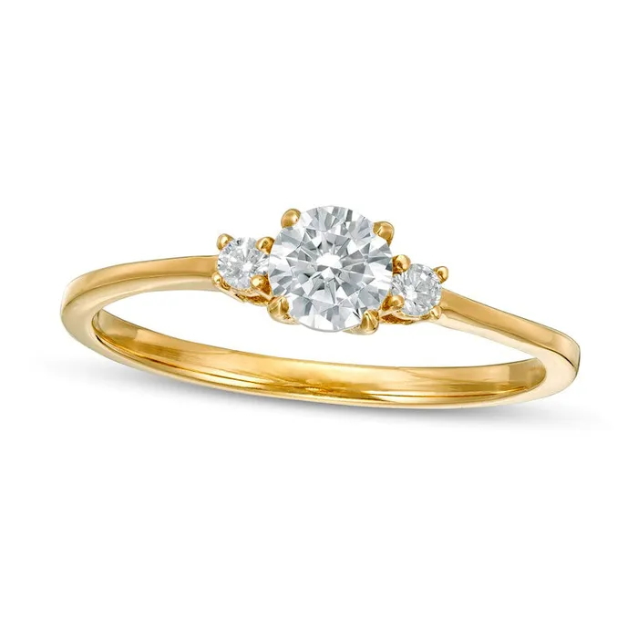 Goldia Rings 050 CT TW Natural Diamond Three Stone Engagement Ring in Solid 14K Gold Goldia Rings 050 CT TW Natural Diamond Three Stone Engagement Ring in Solid 14K Gold
