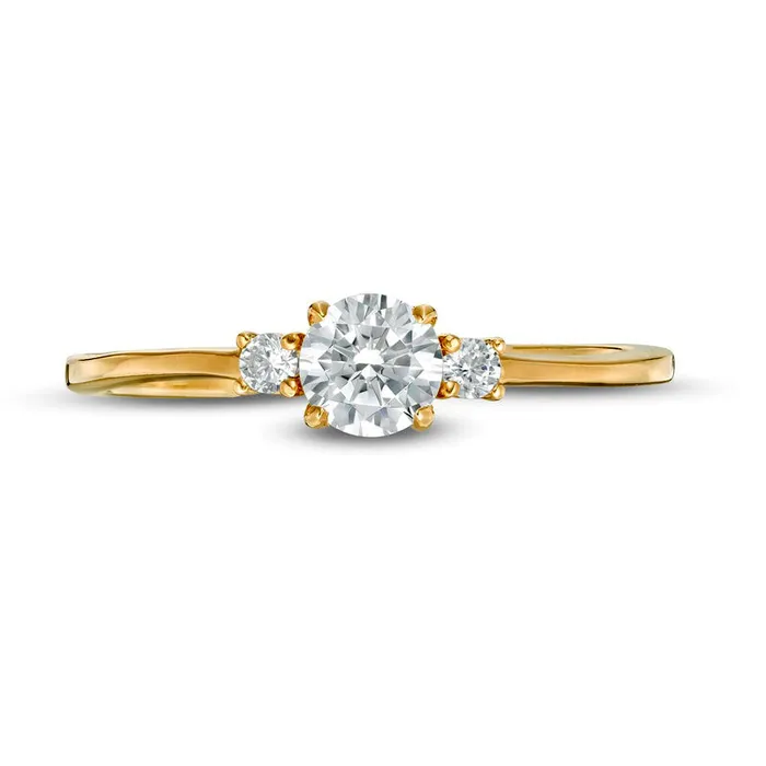 Goldia Rings 050 CT TW Natural Diamond Three Stone Engagement Ring in Solid 14K Gold Goldia Rings 050 CT TW Natural Diamond Three Stone Engagement Ring in Solid 14K Gold