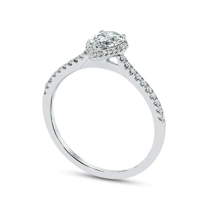 Goldia Rings 050 CT TW PearShaped Natural Diamond Frame Engagement Ring in Solid 18K White Gold GSI2 Goldia Rings 050 CT TW PearShaped Natural Diamond Frame Engagement Ring in Solid 18K White Gold GSI2