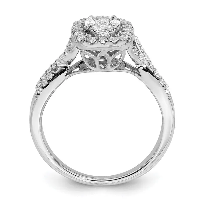 Goldia Rings 050ct CZ Solid Real 14k White Gold Cluster CZ Engagement Ring